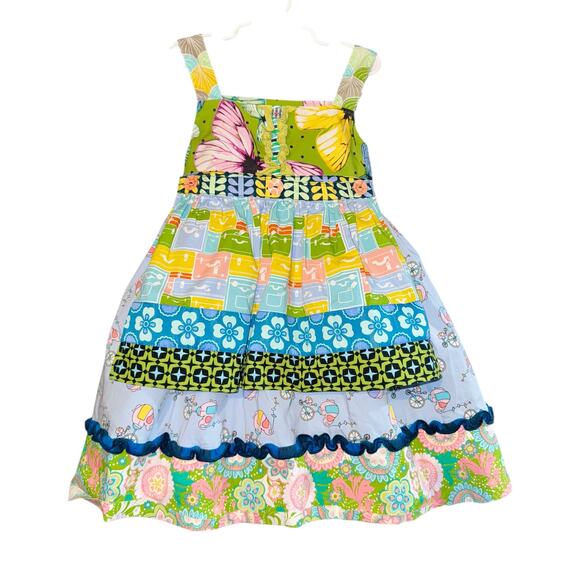 Matilda Jane Suitcase Butterfly Apron Dress Girls Size 6 Tiered Circus Floral - Picture 1 of 12